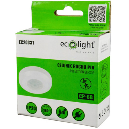 PIR 360° pohybový a soumrakový senzor 6m stropní bílá
