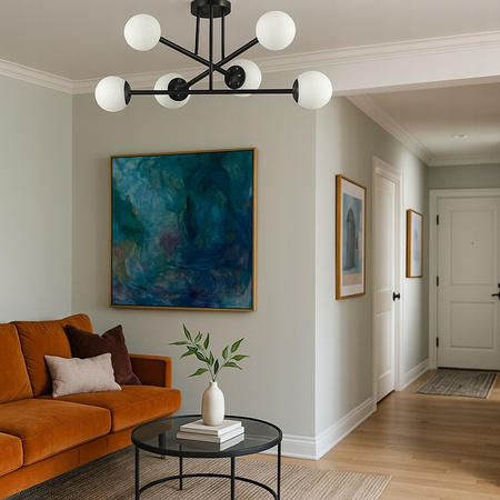 Lustr Stropní závěsné světlo Dekorativní 6x E27 Černá 74cm Bali Masterled