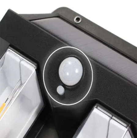 Solární nástěnné svítidlo LED Solární fasádní reflektor Senzor soumraku Černý