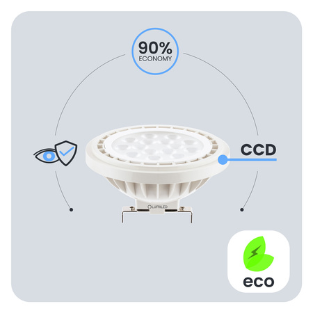 LED žárovka G53 AR111 10W = 75W 1055lm 4000lm Neutrální 38° 12V AC/DC LUMILED