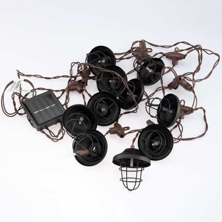 SOLAR GIRLAND 10x kovová lucerna 4.5m zahradní dekorativní 3000K Teplá bílá