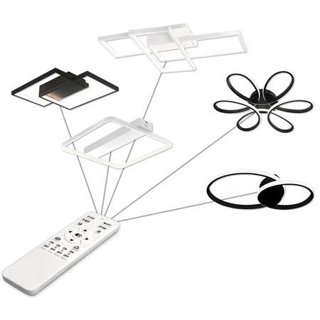 Geometrické stropní svítidlo PLAFON LED lustr 130W 3000K-6500K bílá + dálkový ovladač