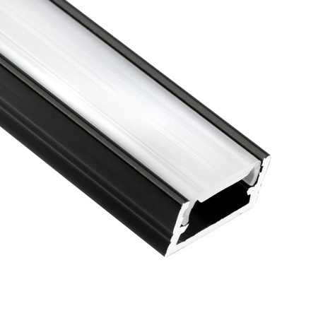 Povrchový Hliníkový Profil pro LED Pásky, Násuvný 1m Černá MINI + Mléčná Krytka LUMILED