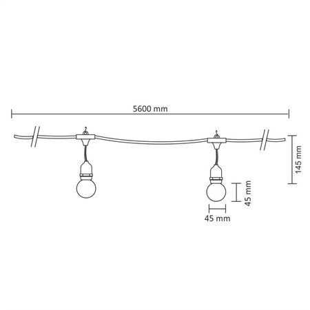 Garden Garland Party světelný řetěz 5.6m 10xE27 mléčný 6W GOLDLUX (Polux)