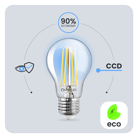 LED žárovka E27 A60 7W = 60W 806lm 3000K Warm 360° FILAMENT LUMILED