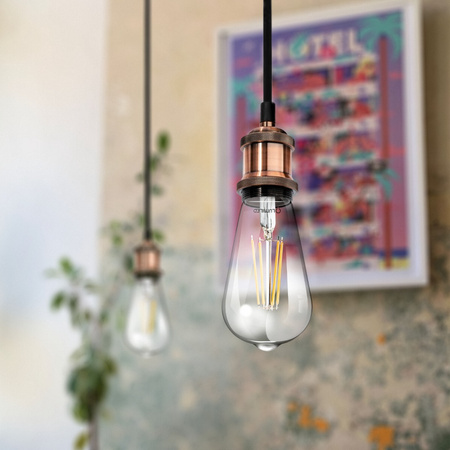 Závěsná LAMPA závěs s držákem lampy IL MIO NOLA E27 měděný 100cm černý kabel