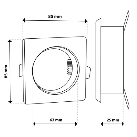Halogenové stropní svítidlo Flush Mount Square Movable GU10 MR16 Black TRIAM LUMILED