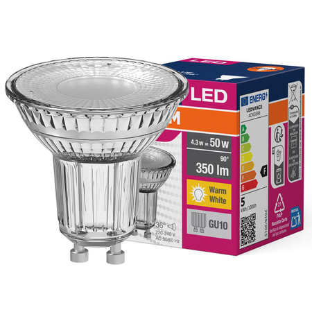 LED PAR16 reflektor GU10 4,3W = 50W 350lm 3000K teplá bílá 36° VALUE Osram