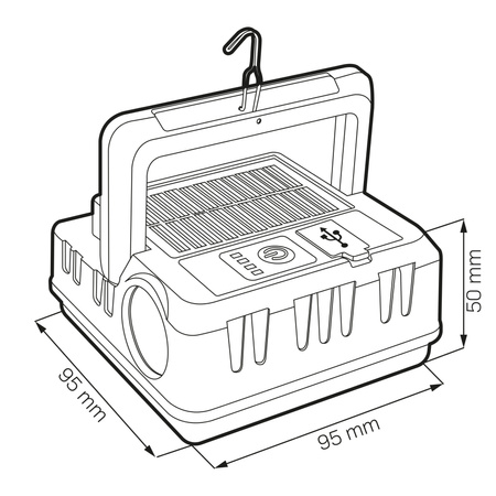 Solární kempingová lampa 1W 100lm 8000lmK studená šedá IPX4 se soumrakovým senzorem Sanico Goldlux