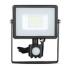 Reflektor LED 20W 1600lm 6400K IP65 Black s pohybovým senzorem a funkcí CUT-OFF Samsung Chip VT-20-SB V-TAC