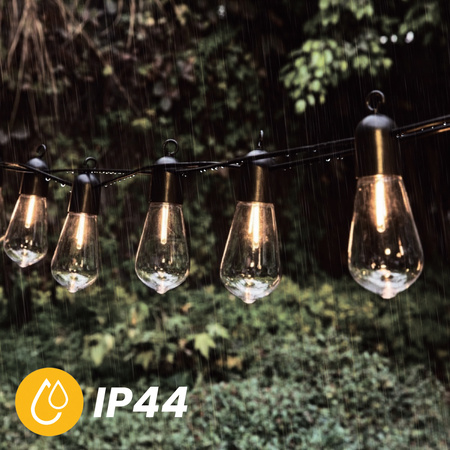 LED Solární řetěz, 20x LED Ozdobné Žárovky Edison ST58 11.48m 3000K Teplá bílá EREMI LUMILED