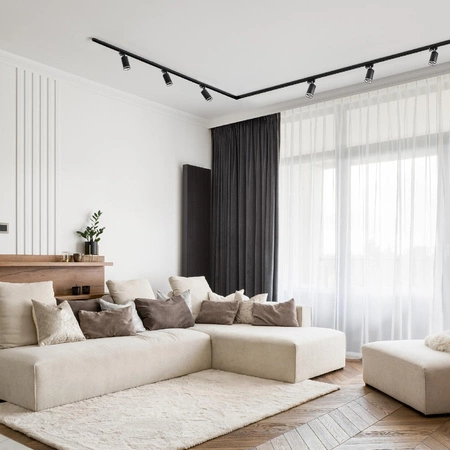 Sada přípojnic 1-fázová lišta + 6x reflektor GU10 černý PARIS Sanico Goldlux