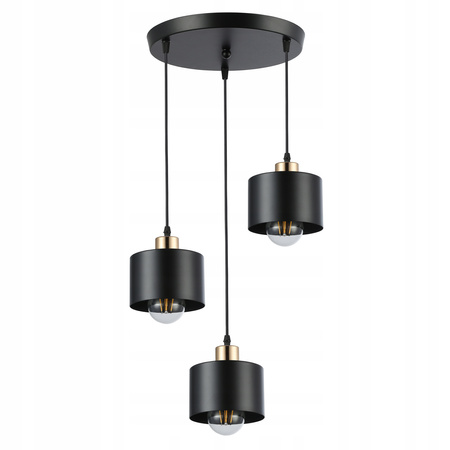 Stropní svítidlo Závěsné svítidlo 3x E27 Round Black Copper Elza Masterled