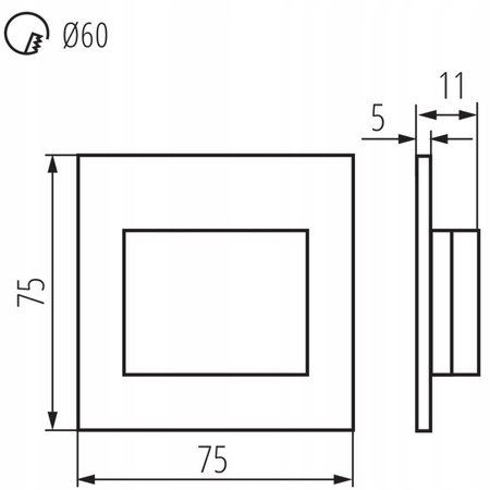 Schodišťové světlo LED 1,5W 30lm 4000K Neutral Square Black Erinus Kanlux