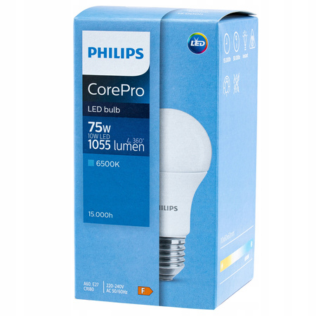LED žárovka E27 A60 10W = 75W 1055lm 6500K Cold PHILIPS