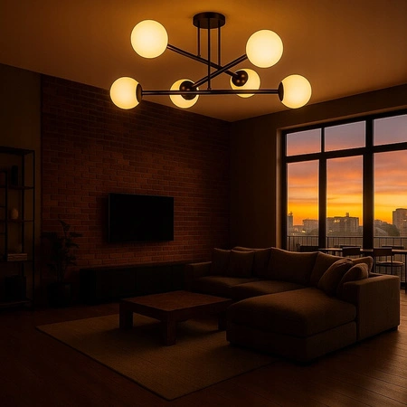 Lustr Stropní závěsné světlo Dekorativní 6x E27 Černá 74cm Bali Masterled