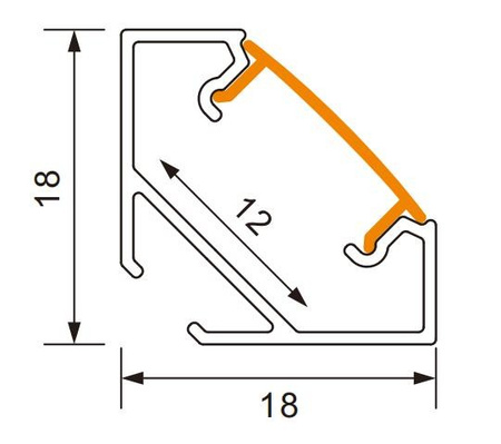 LED rohový hliníkový profil eloxovaný 1m s průhledným difuzorem pro LED pásky + krytky Ecolight řady R