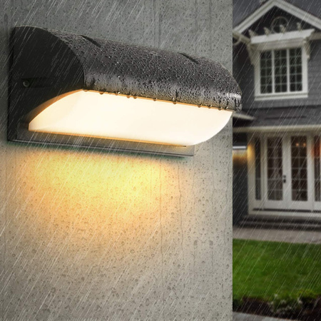 Zahradní lampa E27 DRACO Černá nástěnná lampa s pohybem a soumrakovým senzorem