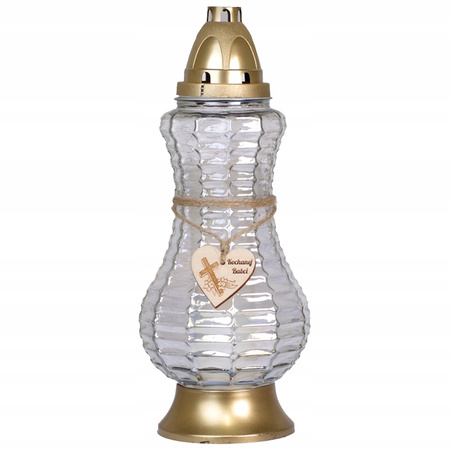 6x Skleněná svíčka na hrob milované babičky. 40 hodin. na celoroční vložku. 33 cm