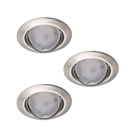 Sada 3x TRIBIS II GU10 PAR16 10W Kruhové zápustné stropní svítidlo Pohyblivé chromované matné + žárovka GU10 400lm 3000K Warm KANLUX