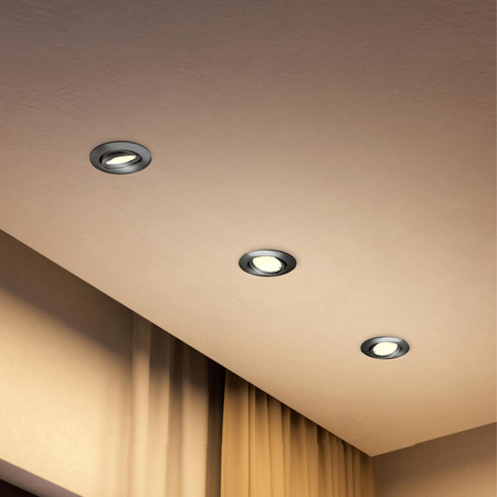 LED GU10 zapuštěná pod omítku hliníková kruhová černá Peridot Philips