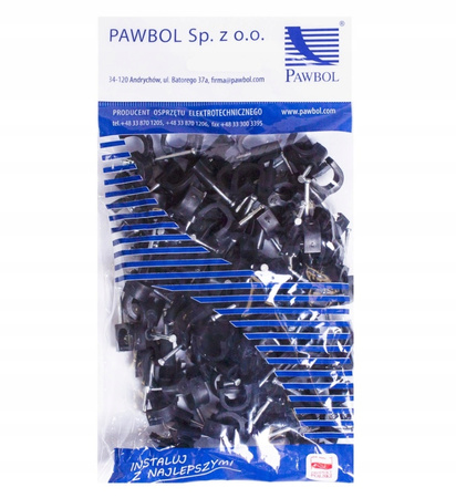 Držák plochého kabelu FLOP CLIP YDYp3x2.5 13/7 Černý 100 ks PAWBOL