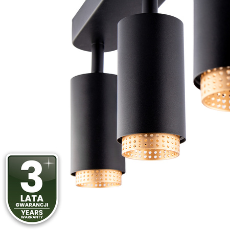 Stropní Lampa Reflektor LED 3x GU10 Trubice Spot ELIGIS Černá LUMILED