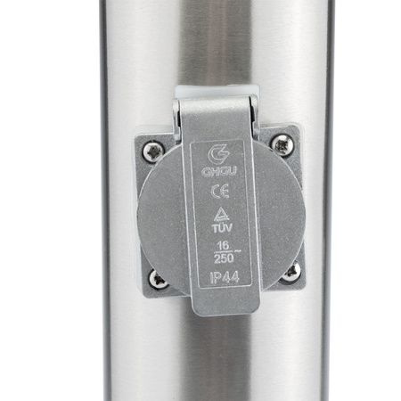 Venkovní zahradní lampa E27 SILVER SLOUP 65cm se zásuvkou 230V