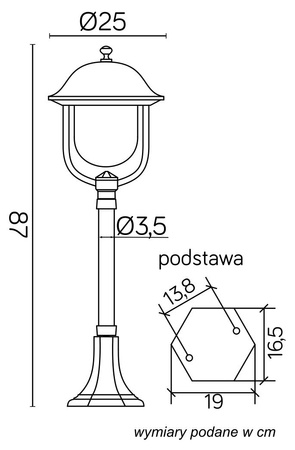 Venkovní stojací zahradní lampa POST Prince K 5002/3/O E27 87cm Su-Ma