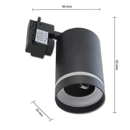 GU10 Černá dráhová světelná lampa s ozdobným kroužkem pro jednofázové dráhy