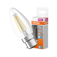 LED žárovka B35 Candle B22d 4W = 40W 470lm 4000K Neutral 300° Retrofit Filament CLASSIC Osram