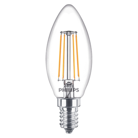 4x LED žárovka E14 svíčka B35 4,3W = 40W 470lm 2700K teplá bílá 300° FILAMENT Essential Philips