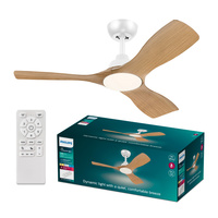 Stropní ventilátor 28W LED stropní svítidlo 24W 2650lm 3000/4300/6500K CCT Brown White + Pilot Olas Philips