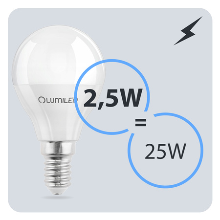 Žárovka LED E14, P40 2.5W = 25W 249lm 3000K Teplá bílá 180° LUMILED