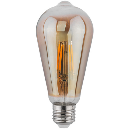 6x Žárovka LED Edison E27, ST64 6W = 50W 420lm 2200K Teplá bílá 360° Filament Smokey LUMILED