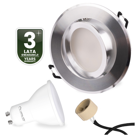 TRIX 3v1 GU10 6W 3000K Silver LUMILED kruhové halogenové svítidlo k zapuštění do zdi