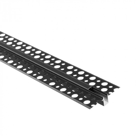 Hliníkový LED profil pro sádrokarton REGIPS Zapuštěný pod omítku Černý 2m s difuzorem Černý pro LED pásky + krytky Ecolight řady GPW