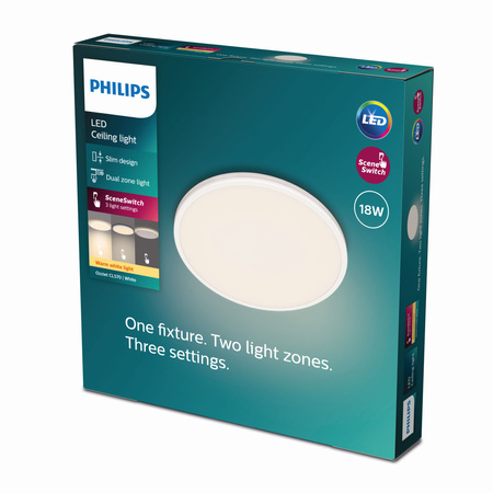 Plafondová LED lampa pro povrchovou montáž OZZIET 18W 2700K 30cm bílá kulatá PHILIPS