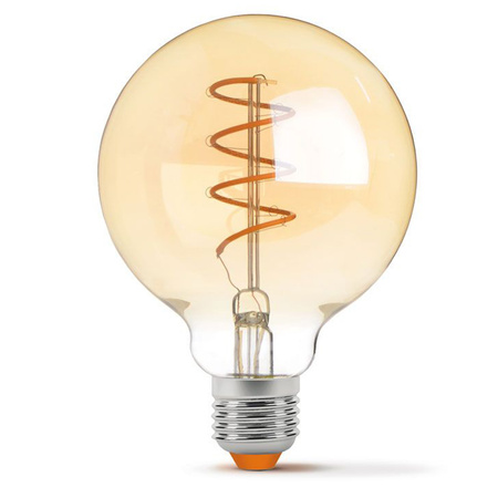 LED žárovka E27 G95 4W = 28W 300lm 2200K Teplá bílá jantarové vlákno Stmívatelné 360° VIDEX