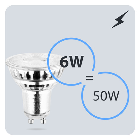 Žárovka LED GU10, 6W = 50W 580lm 4000K Neutralní bílá 38° Skleněná LUMILED