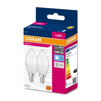 2x LED žárovka E14 B35 7W = 60W 806lm 4000K Neutrální bila 220° OSRAM HODNOTA