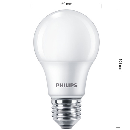 6x LED žárovky E27 A60 8W = 60W 806lm 2700K teplá bílá 150° PHILIPS