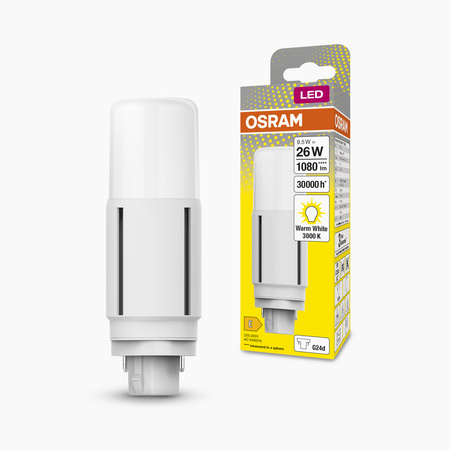 Jednostranná LED zářivka G24d 9,5W = 26W 1080lm 3000K Warm 300° DULUX LED D VT EM &amp; AC Osram