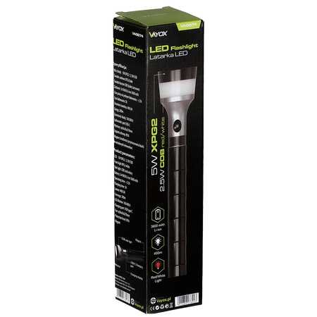 Ruční svítilna LED svítilna Searchlight Magnet USB Police Tactical VAYOX VA0074