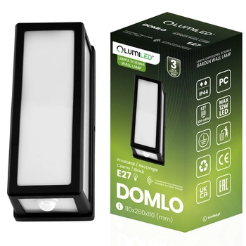 Zahradní nástěnná lampa snímač pohybu E27, obdélníková DOMLO LUMILED