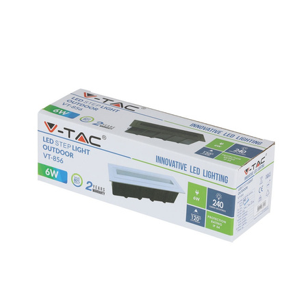 LED svítidlo na schodiště 6W 3000K obdélníkové šedé krokové světlo VT-856 V-TAC