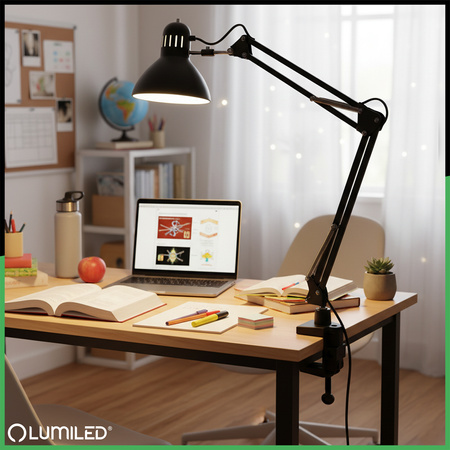 Držák pro stolní lampy, svorkový klip na stůl Černá LUMILED