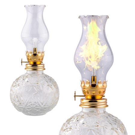 Zahradní olejová lampa bílá kulatá kouřová 19 cm s knotem