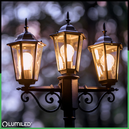 Venkovní zahradní lampa 3x E27, LED sloupek lucerna 2m Černá BELLIS LUMILED