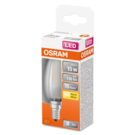 LED žárovka E14 B35 1.5W = 15W 136lm 2700K Teplá bílá 300° vlákno OSRAM STAR